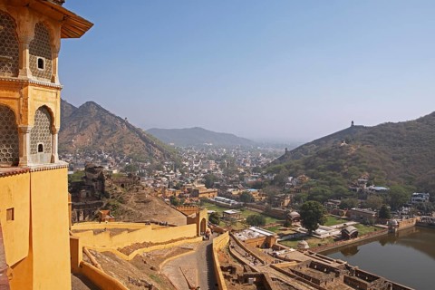 Amber Fort or fortress and surrounding area, Jaipur, Rajasthan, India