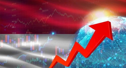 Global financial growth with Monaco flag. Financial growth with Monaco flag on economic background