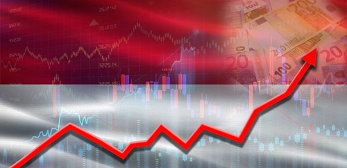 Monaco financial growth on market graph. Monaco economic growth on financial graph