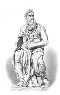 Moses, Moses, Statue by Michelangelo Buonarroti, Illustration from 1870, Biblical figure, digitally