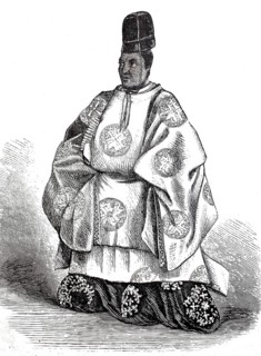 Noble man from Japan in 1870, Japanese in court traditional costume, digitally enhanced