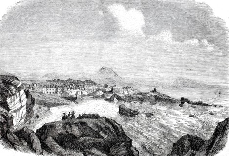 View of Biarritz from the lighthouse, 1870, France, digitally enhanced reproduction from a 19th