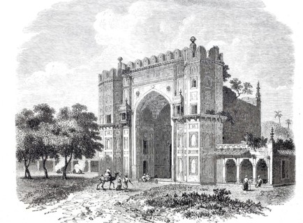 The garden of Sultan Khosrou in Allahabad, 1860, today Prayagraj in India, digitally enhanced
