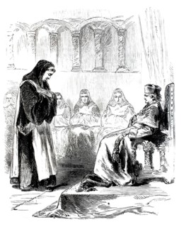 Life in the monastery, monks, a prior, the head of the monastery, bows to the bishop, 1860,
