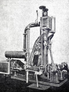 Steam engine, Bietvir engine, historical, digitally enhanced reproduction of a 19th century model