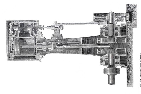 Steam engine, high-speed steam engine by Lecouteur and Garnier, around 1880, historical, digitally