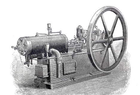 Gas engine, Baldwin engine system, around 1890, historical, digitally enhanced reproduction of a