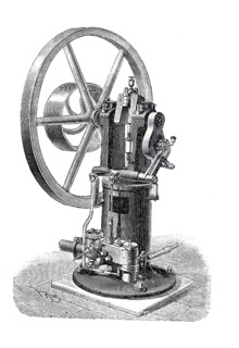 Gas engine, engine after Koerting-Lieckfeld, around 1887, historical, digitally improved