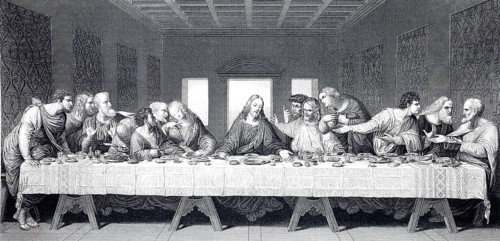 The Holy Supper by Leonardo da Vinci, Illustration from 1875 after the original in Santa Maria