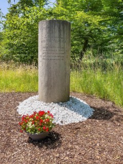 Free-standing stone column Monument with inscription in memory of Bernd Rosemeyer, racing driver