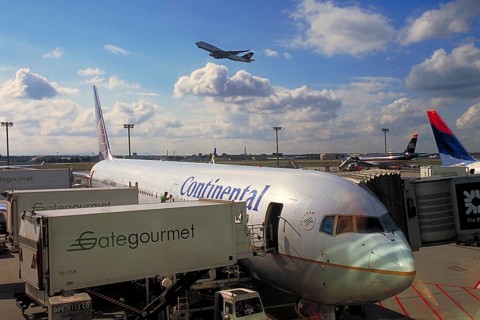 Kennedy Airport, a passenger plane being loaded, New York City, USA