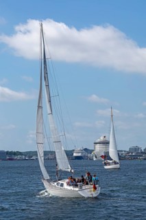 Sailing boats, ferry, cruise ship AIDA nova, Kieler Woche, Kiel, Schleswig-Holstein, Germany