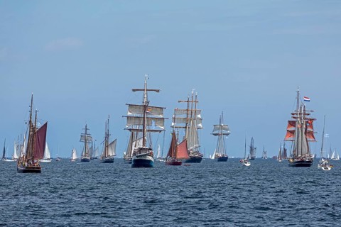 Sailing ships, windjammer parade, Kieler Woche, Kiel Fjord, Kiel, Schleswig-Holstein, Germany