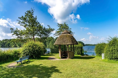 The empress's pavilion on Prinzeninsel in the GroÃŸer Plöner See near Plön, Schleswig-Holstein,
