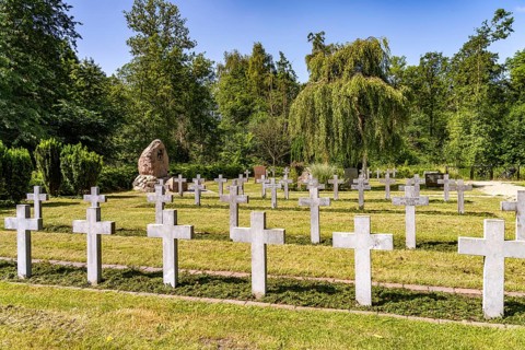 Cemetery on the Prinzeninsel in the GroÃŸer Plöner See near Plön, Schleswig-Holstein, Germany