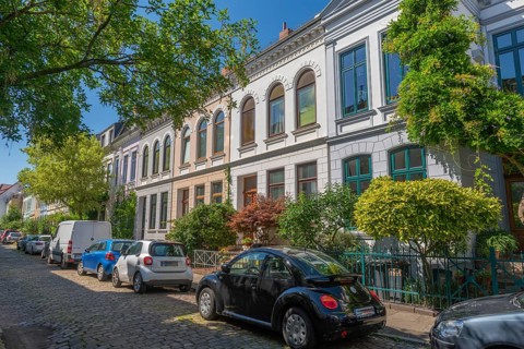 Residential street in the Ostertor neighbourhood a popular residential area, eastern suburb,