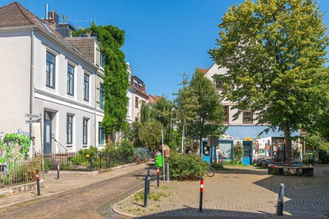 Residential street in the Ostertor neighbourhood a popular residential area, eastern suburb,