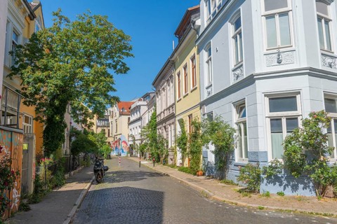 Residential street in the Ostertor neighbourhood a popular residential area, eastern suburb,
