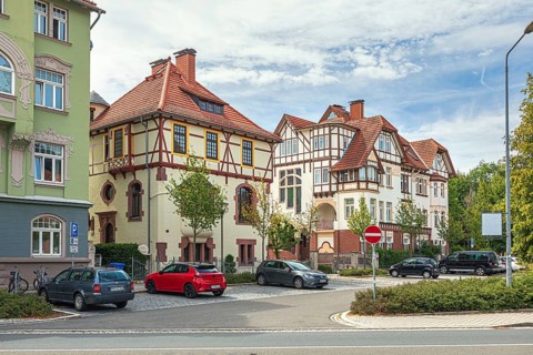 Homburger Platz in Ilmenau, Thuringia, Germany