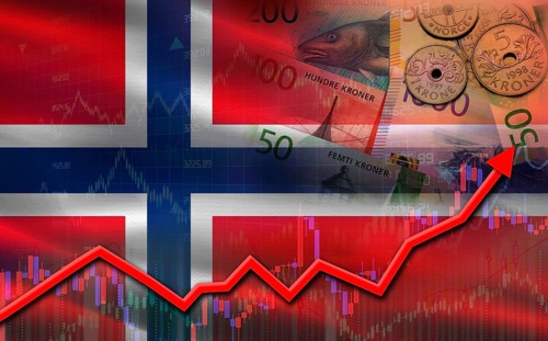 Norway economic growth on financial graph. Norway financial growth on market graph