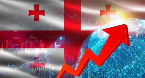 Global financial growth with Georgia flag. Financial growth with Georgia flag on economic