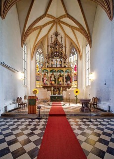 Döbeln St Nicolai Church with carved altar, probably around 1520, interior view, Döbeln Old Town,