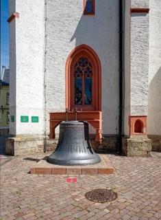 Communion bell, church bell at the church, St. Nicolaikirche, Döbeln Old Town, Döbeln, Saxony,