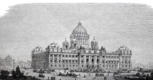 Prize-winning design for the Reichstag building by Professor Thierlich, c. 1882, Berlin, Germany,
