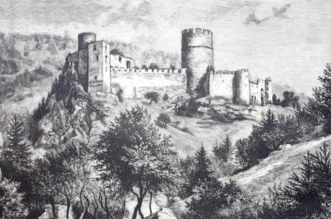 Hartenstein Castle in 1870, Kremstal, Waldviertel, Lower Austria, Austria, Historical, digitally