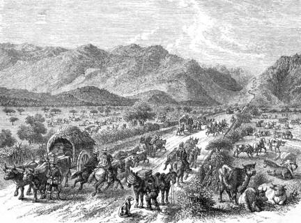 Country road with carriages from Valpardiso to St. Jago, Santiago, Chile, Historical, Reproduction