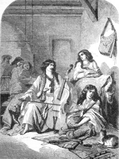 Gypsy musicians from the Moldavian region, Romania, Historical, Reproduction from a model with a