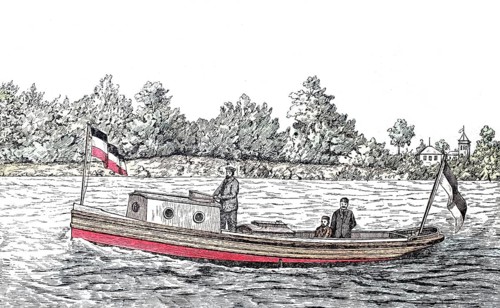 Motorboat powered by a petroleum engine, constructed by J. M. Grob & Co. in Eutritzsch-Leipzig,