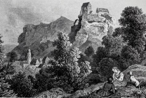 Pottenstein Castle in Franconian Switzerland in the Middle Ages, Bayreuth district, Upper