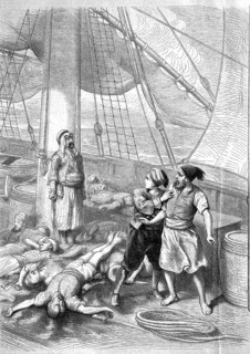 Illustration for the German fairy tale Das Gespesterschiff, story by Wilhelm Hauff. The captain