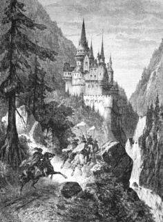The legend of the stag guilder, Schalksburgsage, Rider on the way to the Schalkburg (Hirschberg?),