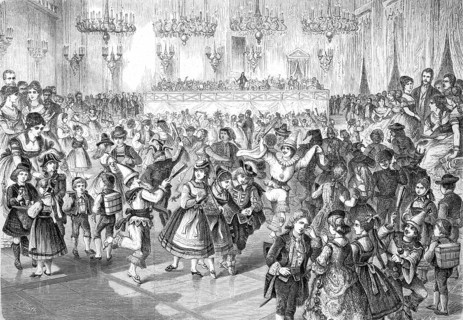 The children's carnival in the casino in Basel, Switzerland, historical, reproduction from a model