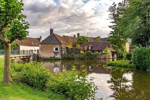 The river Loir in Alluyes, Centre-Val de Loire, France