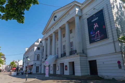 Theatre at Goetheplatz, playhouse with neoclassical columned front, ramparts, eastern suburb,