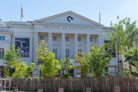 Theatre on Goetheplatz, theatre with neoclassical columned front, ramparts, eastern suburb,