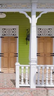 Dominican Republic, colorful colonial streets of Puerto Plata in historic city center