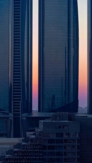 UAE, United Arab Emirates, Abu Dhabi downtown panorama and financial center skyline