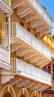 Columbia, Unesco site, colorful Cartagena Walled City Cuidad Amurrallada in historic city center