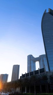 UAE, Dubai downtown financial skyline and business shopping center near Dubai Mall