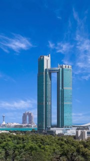 UAE, United Arab Emirates, Abu Dhabi downtown panorama and financial center skyline