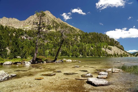 Lake Estany de Ratera in the AigÃ¼estortes i Estany de Sant Maurici National Park, Catalonia, Spain