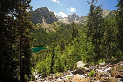 Lake Estany de Sant Maurici in the AigÃ¼estortes i Estany de Sant Maurici National Park, Catalonia,