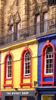 Edinburgh, Scotland. Victoria street near Royal Mile in historic center. Major tourist attraction