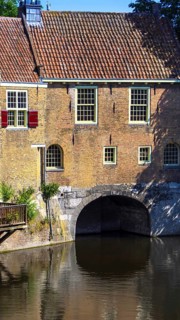 Rotterdam historic old town harbour Delfshaven, tourist attraction and place for restaurants and