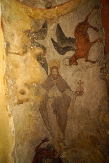 Ceiling fresco in the Church of Saint-André or Church of the Templars in Luz-Saint-Sauveur,