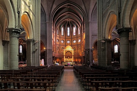 Interior of the Saint-Martin church in Pau, Pyrenees, France